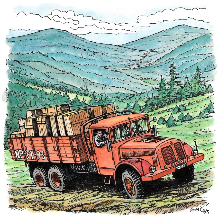 Tatra 111 Ilustrace pro knihu M. Veselého www.motoknihy.cz